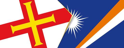Guernesey et Marshall îles drapeaux, deux vecteur drapeaux.