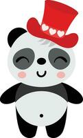 mignonne Panda avec rouge chapeau vecteur