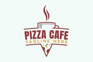 Pizza café logo avec une combinaison de une tranche de Pizza et une tasse de café vecteur