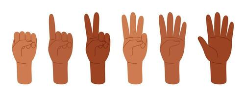 ensemble Humain mains gestes compte nombre zéro, un, deux, trois, quatre, cinq. vecteur illustration dans griffonnage style
