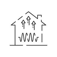 maison chauffage ligne icône. sous-sol chauffage contour vecteur. mince ligne noir sous-sol chauffage icône, plat vecteur Facile élément. modifiable intelligent Accueil concept isolé sur blanc Contexte.