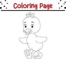 mignonne canard coloration page pour enfants. vecteur