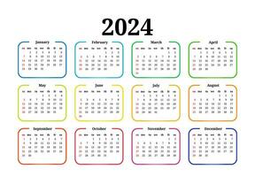 calendrier pour 2024 isolé sur une blanc Contexte vecteur