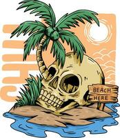 vecteur illustration de une crâne profiter été temps à le plage. adapté pour t chemise conception, autocollant, affiche, imprimer, etc