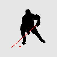 haute détails de la glace le hockey silhouette. minimal symbole et logo de sport. en forme pour élément conception, arrière-plan, bannière, toile de fond, couverture, logotype. isolé sur noir Contexte. vecteur eps dix