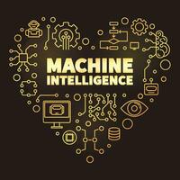 machine intelligence cœur mince ligne d'or bannière. ml La technologie concept Créatif illustration vecteur