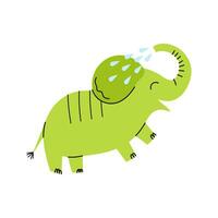 dessin animé personnage vert mignonne l'éléphant bébé. vecteur
