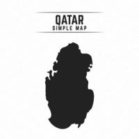 Carte noire simple du Qatar isolé sur fond blanc vecteur