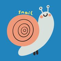 main tiré dessin animé les enfants illustration mignonne escargot vecteur