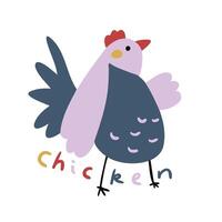 main tiré mignonne les enfants dessin animé animal illustration poulet vecteur