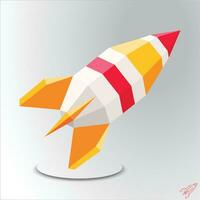 faible poly fusée lancement vecteur illustration