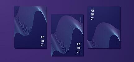 ensemble de abstrait gradiant affiches, vibrant Couleur pente arrière-plan, violet vagues luxe futuriste La technologie affiche pour fond d'écran vecteur