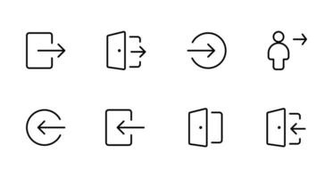 s'identifier et Se déconnecter Icônes. ensemble de signe dehors, signe dans vecteur icône. ouvert et proche porte symbole. noir sortie et entrer flèche, vecteur icône dans branché plat style