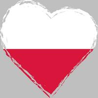 Pologne drapeau dans cœur forme grunge coup de pinceau. polonais drapeau cœur. vecteur brosse accident vasculaire cérébral drapeau, symbole.