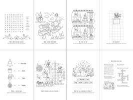 ensemble de Sept Jeux. Noël thème. Jeu et coloration page pour enfants. français langue. ensemble non. 1. vecteur