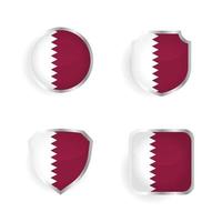 collection d'insignes et d'étiquettes du pays du qatar vecteur