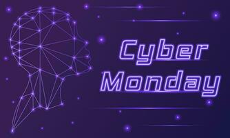 cyber Lundi remise horizontal la toile bannière avec néon effet éléments vecteur