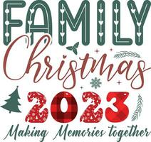 famille Noël 2023, fabrication souvenirs ensemble vecteur