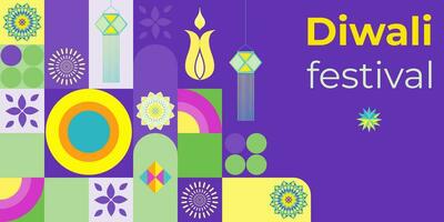 content Diwali, le Festival de lumière. moderne géométrique minimaliste conception. vecteur