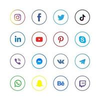 pack minimal d'icônes de médias sociaux vecteur