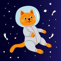 le personnage est un chat astronaute. vecteur