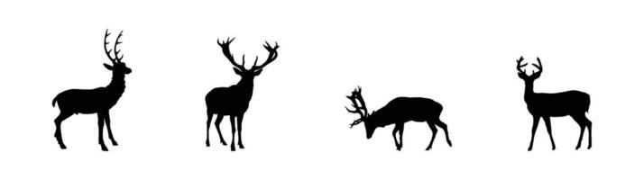 cerf silhouettes sur blanc Contexte vecteur