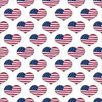 américain drapeaux sans couture modèle. vecteur Contexte avec griffonnage cœur nous symboles. uni États de Amérique conception éléments. répéter illustration