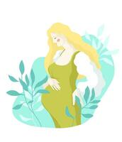 Enceinte femme plat vecteur illustration