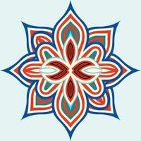 une vibrant bleu et rouge fleur motif contre une nettoyer blanc toile de fond vecteur
