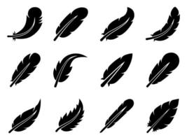 jeu d'icônes de plumes - illustration vectorielle. vecteur