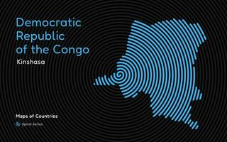 abstrait carte de le démocratique république de le Congo dans une cercle spirale modèle avec une Capitale de kinshasa. africain ensemble. vecteur