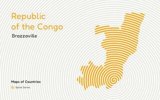 abstrait carte de le république de le Congo dans une cercle spirale modèle avec une Capitale de Brazzaville. africain ensemble vecteur