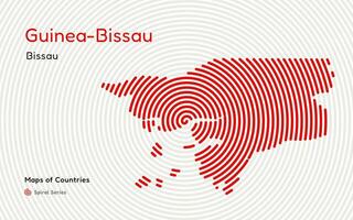 abstrait carte de guinée-bissau dans une cercle spirale modèle avec une Capitale de bissau. africain ensemble. vecteur