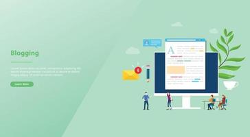 concept créatif de blog ou de blog avec ordinateur portable et contenu vecteur