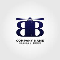 phare logo mélangé avec initiale lettre bb vecteur
