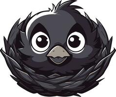 éternel confort noir oiseau nid symbole complexe élégance noir nid icône vecteur