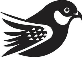 noir beauté dans vol moineau logo conception ébène élégance à plumes emblème vecteur