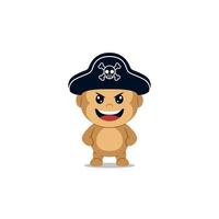 mignonne singe pirates chapeau dessin animé vecteur