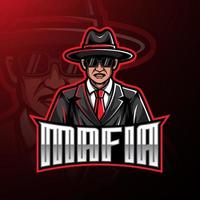 conception de jeu de logo de mascotte de mafia esport vecteur