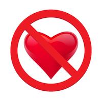 Ban coeur d&#39;amour. Symbole d&#39;interdit et d&#39;arrêter l&#39;amour. Illustration vectorielle - vecteur
