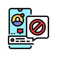 bloquer rapport Harcèlement sur internet Couleur icône vecteur illustration
