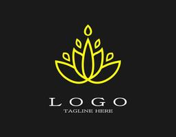 lotus fleur logo. élégant conception concept avec épanouissement d'or lotus. adapté pour spa, station balnéaire, hôtel, beauté, boutique, yoga, salon, parfum. vecteur