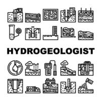 hydrogéologue industriel Icônes ensemble vecteur