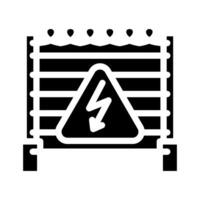 mise en garde électricité glyphe icône vecteur illustration