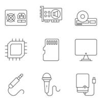 icônes de ligne mince de technologie et de matériel vecteur