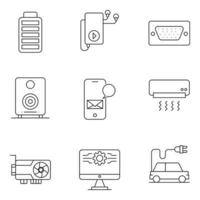 icônes de ligne mince de technologie et de matériel vecteur