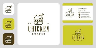 logo de burger de poulet avec un design stationnaire vecteur