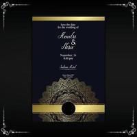 fond orné de mandala or de luxe pour invitation de mariage vecteur