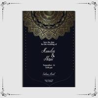 fond orné de mandala or de luxe pour invitation de mariage vecteur