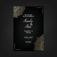 fond orné de mandala or de luxe pour invitation de mariage vecteur